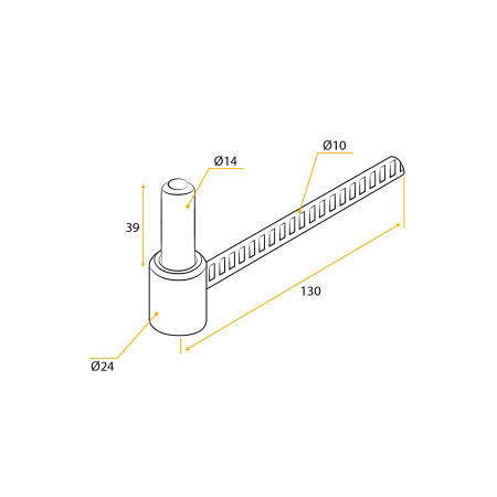 Gond à Scellement Chimique Acier L 130 pour Volet Battant