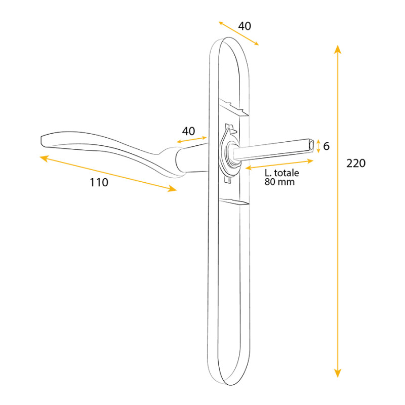 Poignées de Porte, Cylindre, Sans Perçage, Argent