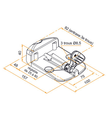 Sabot, Basculeur, Ep. 25 à 80 mm, pour Portail Battant