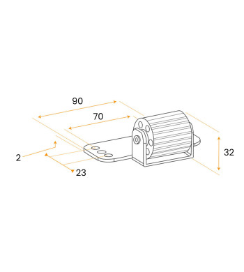 Galet Anti-Flexion, Longueur 90 mm, pour Volet Roulant, dimensions