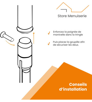 Poignée de manivelle, Aluminium, Blanc, D.12 mm, Longueur 410 mm, Mécanisme pour Volet Roulant Manuel à Manivelle