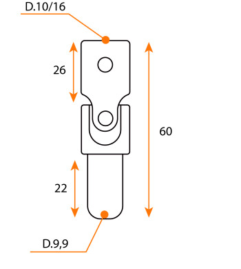 Joint de Cardan, D.9,9 mm, D.10 mm, Acier, Genouillère pour Manivelle de Volet Roulant