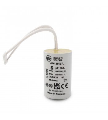 Condensateur 6 uF à Connecteurs pour Moteur Volet Roulant BUBENDORFF
