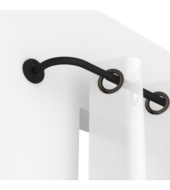 Tringle à Rideaux, Incurvée, Noir Mat, L.1m40 à 2m20, D.19