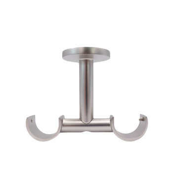 2 Supports de Tringle à Rideaux, Double, Gris, Noir et Doré, Fixation au plafond, Diamètre 28