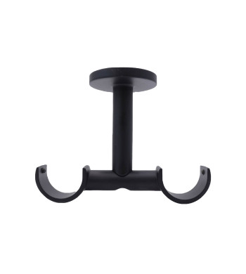 2 Supports de Tringle à Rideaux, Double, Gris, Noir et Doré, Fixation au plafond, Diamètre 28