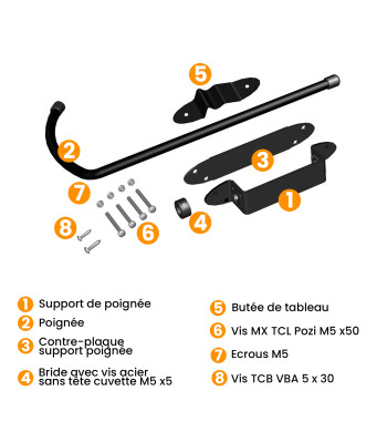 Poignée et Arrêt, Bloc Boy, Noir, Aluminium, pour Volet Battant