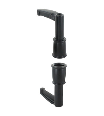 2 Embouts d'Espagnolette, Long, Haut et Bas, Aluminium, Noir