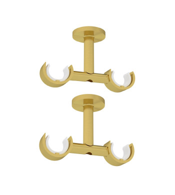2 Supports de Tringle à Rideaux, Double, Doré, Fixation au plafond, Diamètre 20