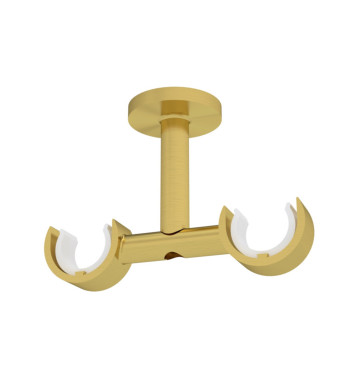 2 Supports de Tringle à Rideaux, Double, Doré, Fixation au plafond, Diamètre 20