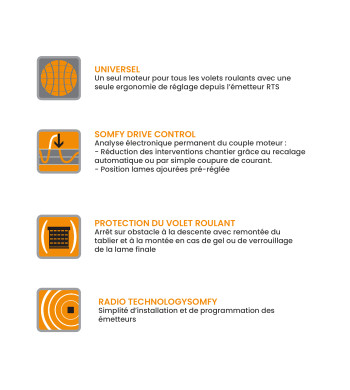 Moteur, 10 Nm, Radio RTS, Somfy, Oximo RTS 10/17 VVF 3m BAR