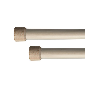 Kit barre à rideaux en bois brut 1,80 m Ø28 mm avec supports et embouts bouchon