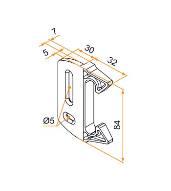 Gâche Plate en Feuillure Noire, pour Serrure Modulox à Pêne Levant