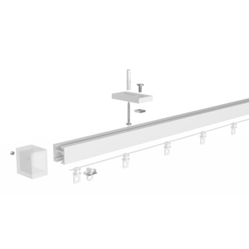 Tringle à Rideaux, Rail, Noir ou Blanc, D.20x20, Longueur 1.50m