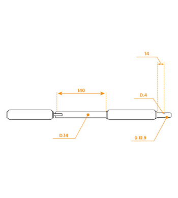 Poignée de manivelle, Aluminium, Blanc, Tourillon 12, Tube Profilé, L.140 mm, Geiger