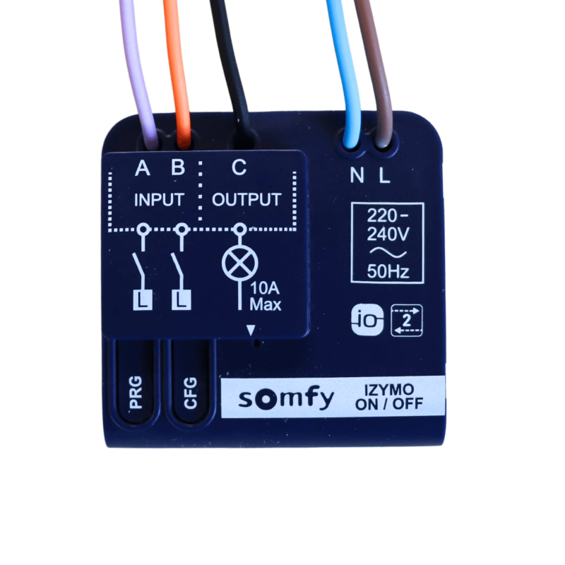 Micro récepteur, Somfy, On Off, Izymo, Eclairage, io, transforme votre éclairage en un éclairage connecté
