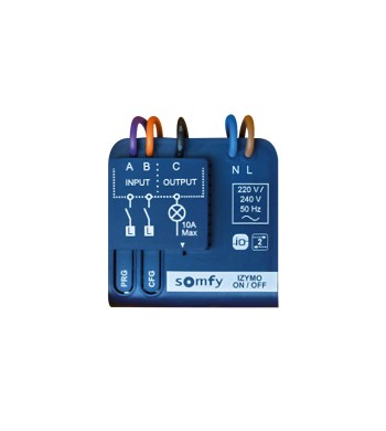 Micro récepteur, Somfy, On Off, Izymo, Eclairage, io, transforme votre éclairage en un éclairage connecté