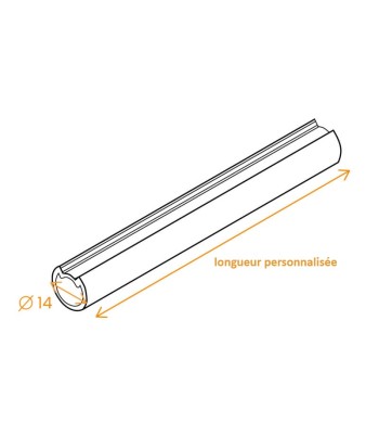 Barre rainurée, Aluminium, Blanc, D.14mm, L.2000 mm