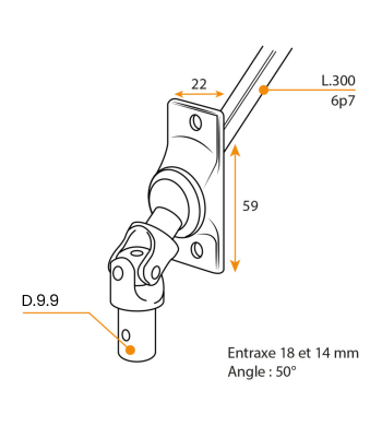 Sortie de caisson, 6p8, Longueur 300 mm, 50°, Gris, Geiger