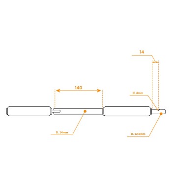 Poignée de manivelle, Aluminium, Blanc, Tourillon 13mm, Tube Profilé, L.140 mm, Geiger
