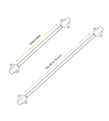 Lot de 2 Mini-Tringles à Rideaux Sans Perçage Extensibles pour Volet