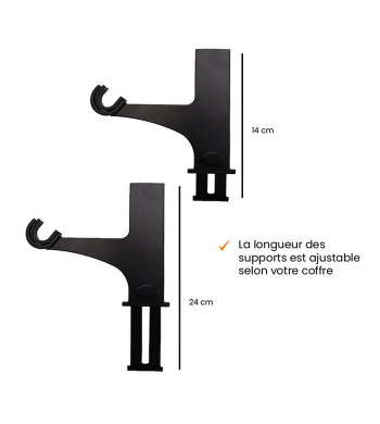 Lot de 2 Supports Sans Perçage Noir pour Tringle Rideau sans Percer