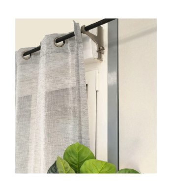 Lot de 2 Supports Sans Perçage Gris pour Tringle Rideau sans Percer