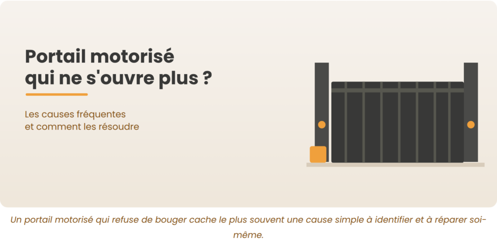 Portail coulissant motorisé qui ne s'ouvre plus : causes fréquentes et solutions